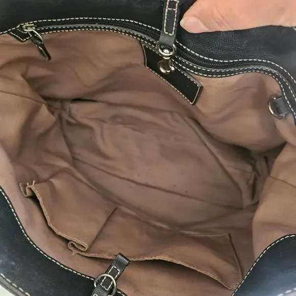 Vintage Coach Signature Hobo Bucket Shoulder Bag Black Leather Y2K - Picture 8 of 10